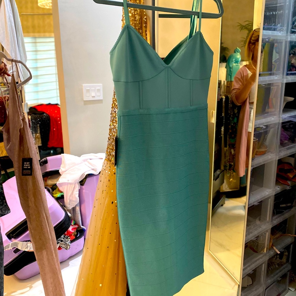 Marciano Teal bandage dress Medium